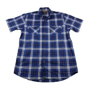 Ariat Rebar Mens Large Blue Plaid Short Sleeve Button Down Work Shirt